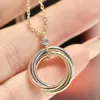 Gold Pendant for Girls Custom Love Necklace Chain Women Jewelry Three Color Ring Stainless Steel High Quality Charm Friendship Party Wedding