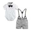 Vêtements Ensembles Bébé Garçon Vêtements Baptême Baptême Premier Anniversaire Gâteau Smash Outfit Garçons Barboteuse Jarretelles Costumes Chapeau Chaussures Chaussettes Pour Weddin