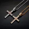 Pendentif Colliers Punk Plein Zircon Rose Croix Pour Hommes Garçons Unisexe Hip Hop Or Argent Couleur Glacé Cz Zircone Chaîne Bijoux