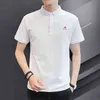 BROWON 2021 Moda Yaz T Shirt Erkekler Için Yeni Katı Renk Kısa Kollu Giysi Erkek Kore Moda Ince Turn-down Erkekler Tees Tops H1218