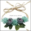 Bruiloft haar sieraden rosa bloem krans bruids kunstmatige kop tiara kroon lange riemen bloemen hoofdband vrouw accessoires drop levering 2021