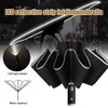 3-krotnie odwrócić automatyczne parasol wózek jasny deszcz damski parasol LED światła odblaskowa pasek składany słoneczny DTT 210721
