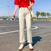 Plus Größe hohe Taille Jeans Frau Straight Denim Hosen Schwarz weiß Beige Mutter Frauen koreanische Mode Sommergewaschenen Quasten 210302