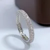 Eternity Micro Pave Moissanite Diamond Pierścień 100% Oryginalne 925 Srebrne Pierścienie ślubne