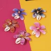 Étalons en métal à la mode de grandes boucles d'oreilles de fleurs pour femmes coquille de déclaration multicolore bijoux de boucles d'oreille entières ukmoc5564531