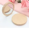 Petits miroirs de poche portables en bois Mini miroir de maquillage en bois cadeau de faveur de fête de mariage Logo personnalisé CCA6747