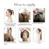 Straight Ponytail Hair Extension Clip in Fake Wig Hairpiece Synthetic Blonde Wrap Around Pigtail Long Smooth Overhead Pony Tail1295559