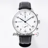 2021 ZFF Chronograph Edition 150 år 371602 Edition White Dial A96355 Automatisk Chrono Mens Watch Black Leather230o