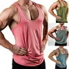 Yoga Outfits Casual Shirt Mens Gym Vest Racerback Bodybuilding Muscle Stringer Plain Tank Top Fitness Male