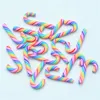 50PC / Pack Wholesale 10mmx30mm Rainbow Strips Polymer Clay Candy Crutch Candy Miniatyres | Julfest dekoration Y201020