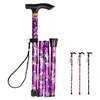 Lightweight Foldable Walking Sticks para Mulheres idosas Homens Telescópico 93cm Ajustável Dobrável Floral Metal Cane Escalando Caminhadas 220104