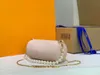 Luxurys Designers Handväskor Väskor Purses Pearl Chain Mini Vintage Drum Cylinder Tote Kvinnor Märke Klassisk stil Äkta Läder Crossbody Shoul