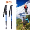 2st Walking Sticks 4 Sektion Teleskopisk Trekking Klättring Anti Shock Vandringsled Stick Justerbara Canes X327 220104