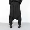 [EAM] Spring Autumn High Elastic Waist Black Button Split Joint Wide Leg Long Loose Pant Trousers Fashion YG2 210915