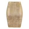 Wholesale Women Summer Skirt Sexy Black Silver Gold Lundage Skirt High Street Designer Skinny Club Party Mini Pencil Jains 210311