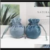 Round Velvet Jewelry Bag With Drawstring Dust Proof Jewellery Cosmetic Storage Gift Packaging Pouches For Boutique Retail Shop Package 5Cajf