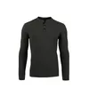 Huntsman Henley Men 100% Marine en laine de laine Mariot de base à manches longues à manches mi-poids mi-poids