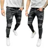 Jeans masculinos homens multi bolso masculino alto cintura denim calças skinny calças streetwear moda retalhos