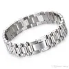 Bracelet de montre pour hommes et femmes, hip hop, or, argent, acier inoxydable, manchette, bijoux 3982060