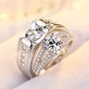 Mens Ringar Crystal New Mäns Ring Platinum Plated With Zircon Business Creativity Couple Lady Cluster Styles Band