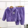 Kinderen nachtkleding herfst winter flanel pyjama sets baby meisjes pyjama jongens coral warm pluche thuis kleding pak1-6y 211023