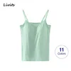 Women Tank-Top Built-in Bra Padded Stretchable Modal Push-Up Tops Camisoles Tube Vest Sleeveless Sexy Casual Korean SA1003 210616