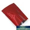 100st / mycket glänsande röd öppen toppväska Aluminium Mylar Folie påsar Tear Notch Herm Vakuumtätning för mat mellanmål Tea Kaffe Candy Pack