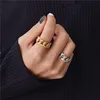 Gorący Sprzedawanie Kubańska Link Łańcuch Styl Pierścień Pierścień Osobowość Srebrny Złoty Regulowany Ring Mężczyźni Kobiet Glod Wypełnione Pierścień Biżuteria Prezent
