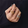 Hot Selling Cuban Link Chain Style Finger Ring Personlighet Silver Guld Justerbar Ring Män Kvinnor Glod Fylld Ring Smycken Gift