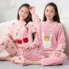 Mercan Polar Çocuklar Pijamas Homewear Erkek Kız Kış Çocuk Polar Pijama Sıcak Flanel Pijama Loungewear Gençler Giysileri 210908