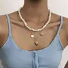 2021 tempérament bijoux Double Simple collier de perles mode atmosphère sauvage pendentif clavicule chaîne