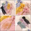 Pony Tails Holder Jewelry Jewelryelastic Bibbon Rabbit Bunny Ear Bow Bowknot Scrunchies Ropes Girls Ties Beads Aessories Hair For Women Drop