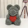 Decorative Flowers & Wreaths 2021 Lovely Big Red Rose Flower Bear Toys Ornaments Gifts For Valentines's Day 25cm DCS Dropship
