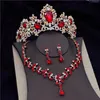 Brincos Colar Barroco Vintage Bridal Jóias Conjuntos para Mulheres Moda Coroa Conjunto Noiva Tiaras Brinco Acessórios Do Casamento