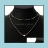 Necklaces & Pendants Jewelrylovely Style 2 Layers Love Heart Adjustable Necklace Mtilayer Chain Choker For Gift Pcs/Set Chokers Drop Deliver