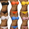 Brasil Brasileiro Sexy Push Up Bathing Suits Anel Design Beach Swim Wear Bandeau Strapless Bikini Set Maillot de Bain de 210629