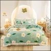 Ensembles de literie Fournitures Textiles de maison Jardin 100% coton Dessin animé Fleurs Design Ensemble 3/4 pièce Couette Ers Couette Er pour filles garçons chambre lit