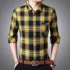 Mäns Casual Shirts Höst Långärmad tröja Män Varumärke Kläder Gentleman Male Classic Plaid Simple Clothes