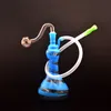 moins cher fumer pipe à eau mini brûleur à mazout bong épais barboteur recycleur dab rig bong avec tube en silicone et tuyau de brûleur à mazout en verre mâle de 10 mm