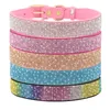 Bling Rhinestone Dog Collar Soft Suede Leather Cat Puppy Collars Ketting voor Kleine Medium Honden Cats Chihuahua Yorkshire Pink1