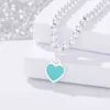 925 100% Sterling Silver Blue Heart-Shape Pingente Pendentes Cadeia Pulseira Moda Diy Jóias Acessórios para Mulheres GiftGPJJ