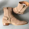 Hombres Martin Botas de cuero genuino Strap de cuero zapatos de cuero