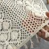 Pastoral Style Crochet Knit Hollow Table Cloth Lace Stitching Widening Tassel Runner Boho Decoration Home Decor 210708