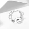 Anillos de racimo Moonmory Fashion 925 Sterling Silver Handcuff Ring Papel blanco Cadena de clip Menottes Regalo para mujeres y hombres Joyería Citas 220308