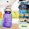 Quifit 2.5l 3.78l Plastikowe Usta Galon Butelki Wody Z Słomy BPA Bezpłatne Sport Fitness Turystyka Gym Travel Jugs Telefon Stojak 210907