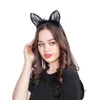 Penas lace gato orelhas headbands underwear acessórios cabelo hoop hair halloween máscara preto branco vermelho festa de dança festa de dança