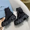 Monolith Designer Boots tornozelo de nylon bolso de bolso preto martin inverno sapatos grossos de sola de sola de borracha resistente a desgaste Sapato de plataforma alta 2111t