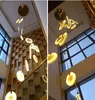 Modern Staircase Long Chandelier Lamp Luxury Villa Marble Crystal Hanging Living Room Decoration Stone Led Light Fixtures
