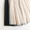 GIGOGOU Maglia estiva da donna Gonna a pieghe Solid Vita alta Una linea Gonne in tulle Chic Gonna lunga maxi Tutu Gonna da spiaggia in tulle 210310