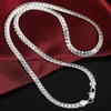 925 Silver Set 2 Pieces 6mm Bracelet Necklace Men And Women Fashion Jewelry Chain Link Wedding Gift